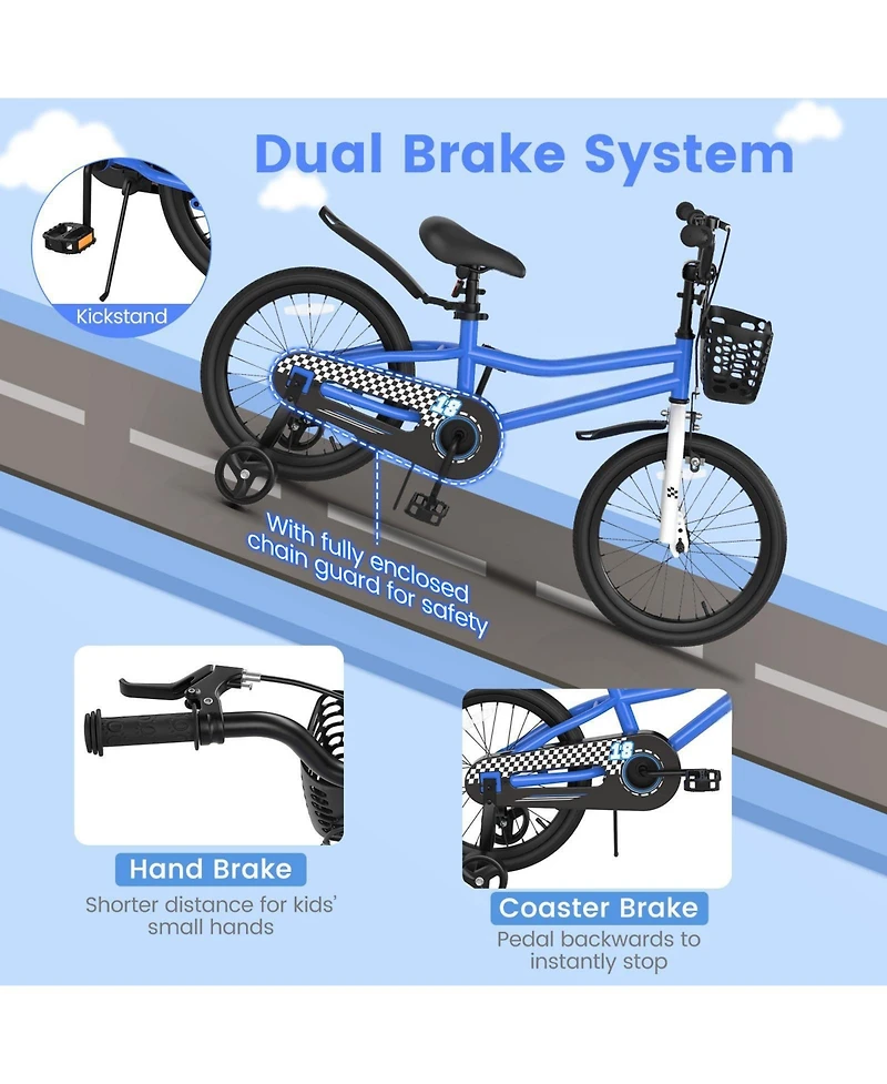 Sugift 18 Feet Kids Bike with Removable Training Wheels
