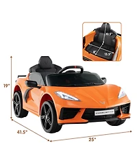 Sugift 12V Electric Kids Ride On Car Licensed Chevrolet Corvette C8 with Remote Control Ages 3+ Years Old