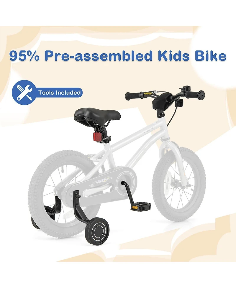 Sugift 14 Inch Kids Bike Bicycle for Boys Girls 3-5 with High Carbon Steel Frame