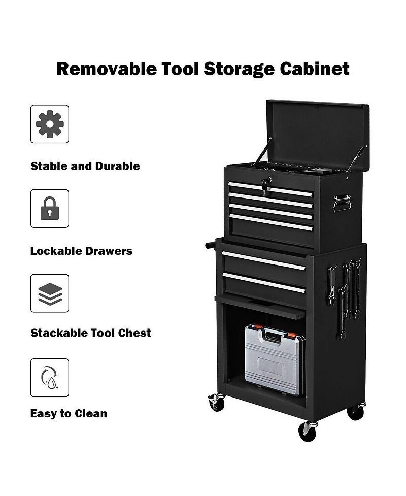 Sugift Rolling Cabinet Storage Chest Box Garage Toolbox