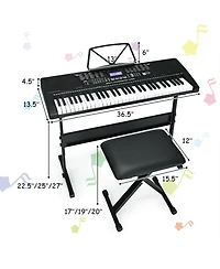 Sugift 61-Key Portable Electronic Keyboard Piano with Stand and Stool