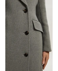 Karen Millen Women's Wool Blend Tailored Fitted Maxi Coat