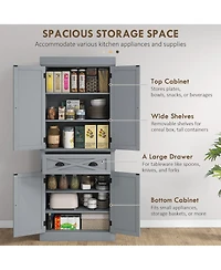 Homcom Farmhouse Kitchen Pantry with 6-Tier Shelves, 1 Drawer,