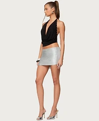 Edikted Women's Dion Metallic Fringed Mini Skort