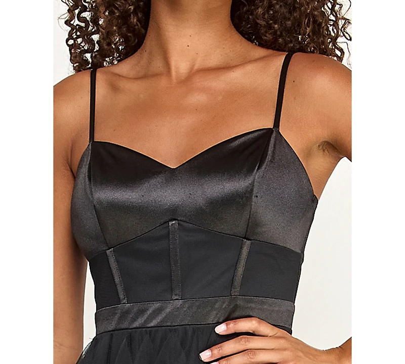 City Studios Juniors' Sweetheart-Neck Ruffled Cascade Gown