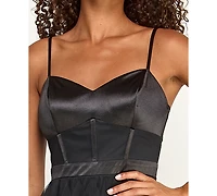 City Studios Juniors' Sweetheart-Neck Ruffled Cascade Gown