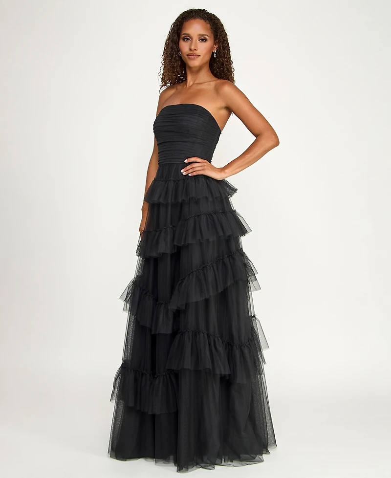 City Studios Juniors' Strapless Ruffle Skirt Gown