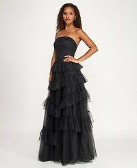 City Studios Juniors' Strapless Ruffle Skirt Gown