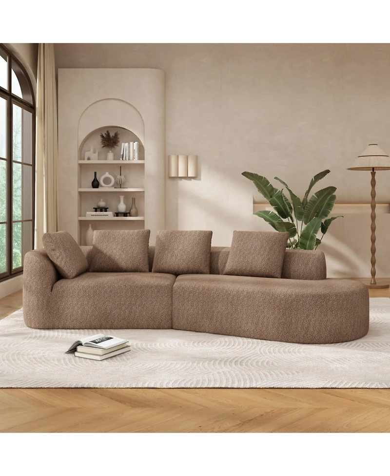 Streamdale Furniture 116" Modern Curved Sectional Sofa with Chaise Lounge, Pearl Upholstery, 2-Piece Set