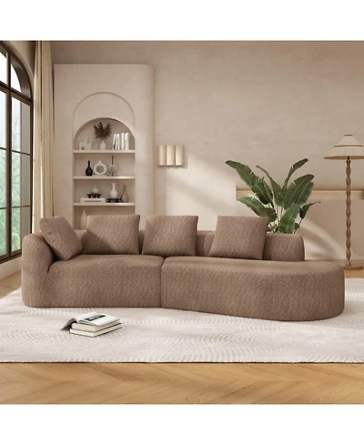 Streamdale Furniture 116" Modern Curved Sectional Sofa with Chaise Lounge, Pearl Upholstery, 2-Piece Set