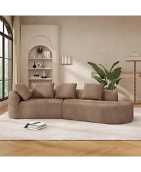 Streamdale Furniture 116" Modern Curved Sectional Sofa with Chaise Lounge, Pearl Upholstery, 2-Piece Set