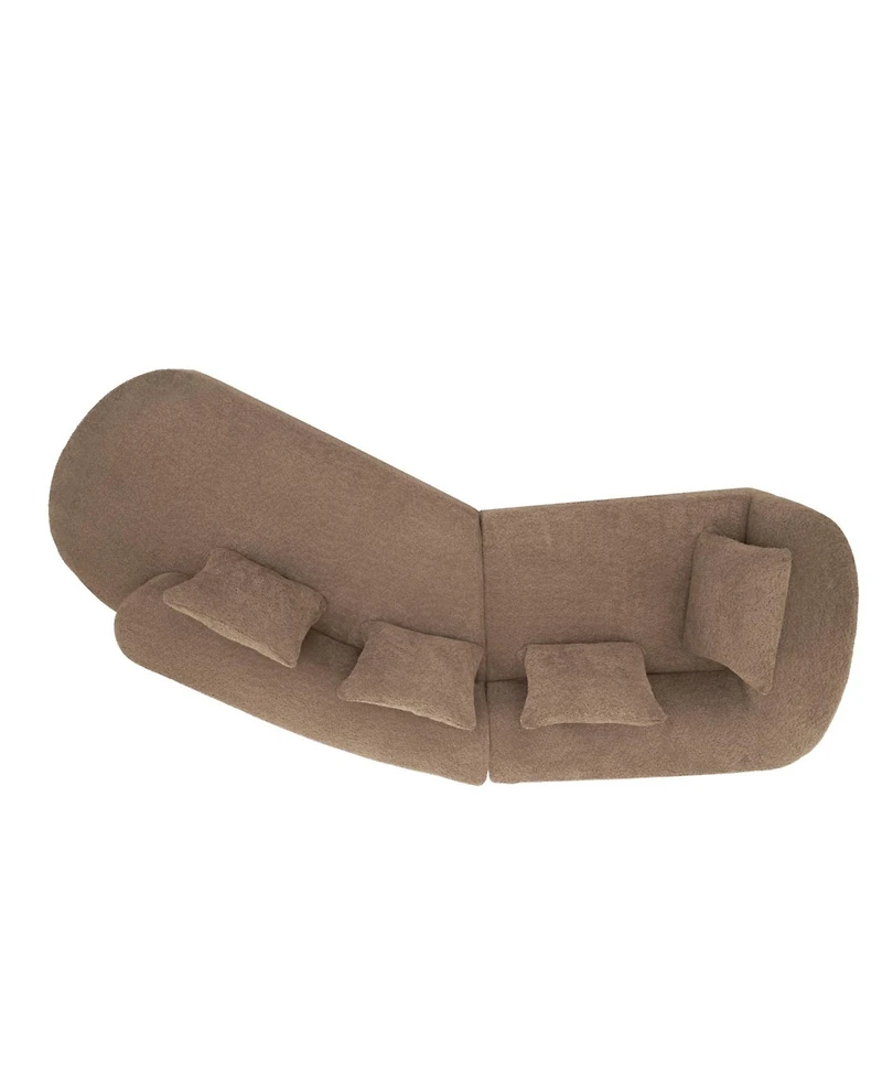 Streamdale Furniture 116" Modern Curved Sectional Sofa with Chaise Lounge, Pearl Upholstery, 2-Piece Set