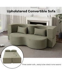 Streamdale Furniture 2-in-1 Foldable Sofa Bed, 75 Inch Convertible Sleeper Couch with Memory Foam Mattress