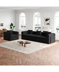 Streamdale 4-seater chenille convertible sofa bed with side storage