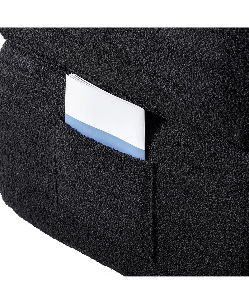 Streamdale Furniture Folding sofa bed, teddy bear fabric foam sleeper futon double sofa (black)