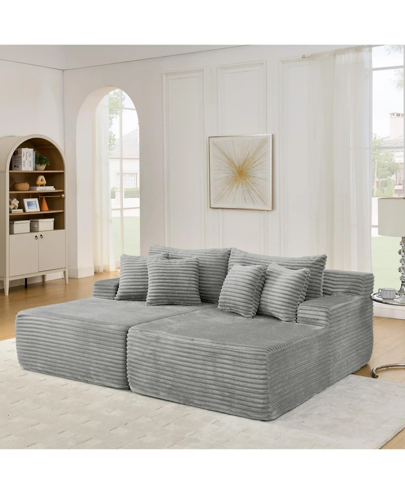 Streamdale Furniture Gray two-seater lazy sofa lounge chair, velvet fabric, no assembly required.