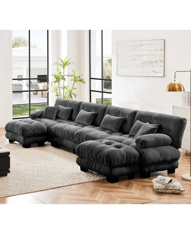 Streamdale Furniture Free Combination Modular Sectional Sofa, U Shaped Couch, 4-Seater Comfy Cloud Couch