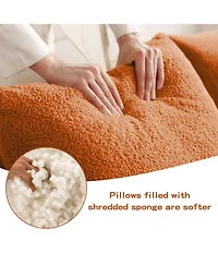 Streamdale Furniture 4-Seat Boneless Sofa, Teddy Fabric, No Assembly, Orange