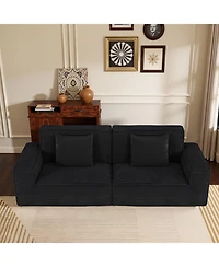 Streamdale Furniture Streamdale 106.3" Large Striped Fabric Compression Sofa - Modern, Comfortable Living Room Furniture