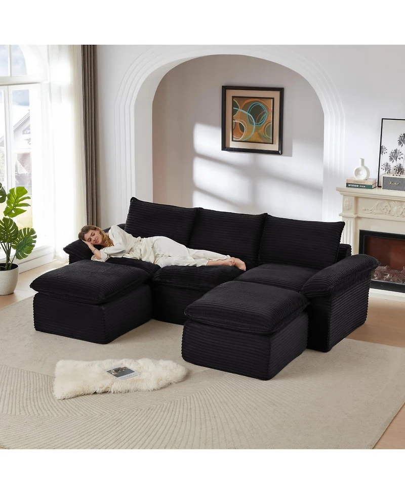 Streamdale Modern corduroy cloud sofa, comfortable & combinable for living rooms.