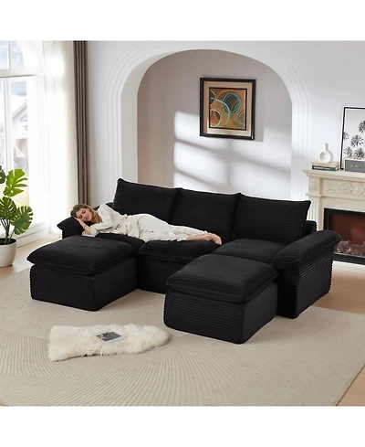 Streamdale Modern corduroy cloud sofa, comfortable & combinable for living rooms.