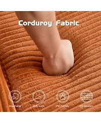 Streamdale Furniture Streamdale Loveseat Sofa, Comfortable Deep Seat Sofa Bed, Modern Small Corduroy Couch, Orange