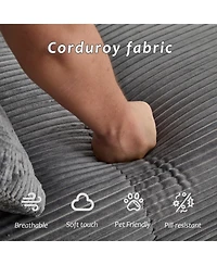 Streamdale Furniture Streamdale Modern Memory Foam Compressed Sofa, Large Sectional Couch, Pet-Friendly, Corduroy, Grey