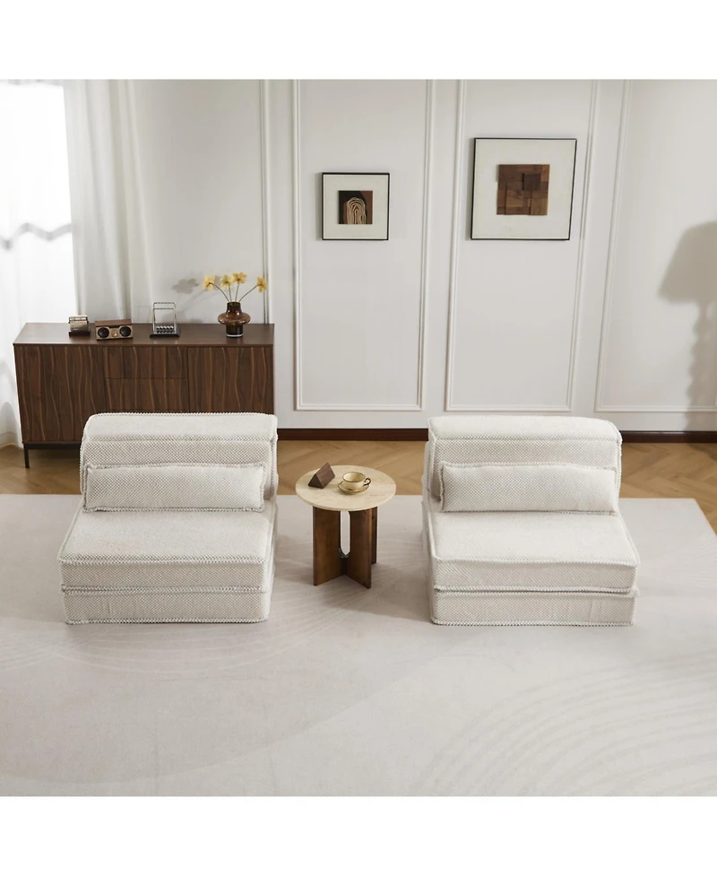 Streamdale Compression Sofa, Convertible Floor Sofa Bed, White