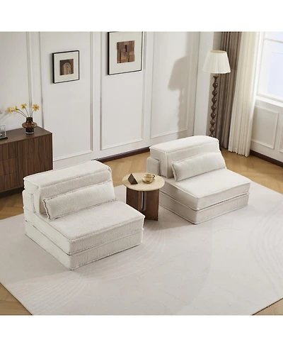 Streamdale Compression Sofa, Convertible Floor Sofa Bed, White