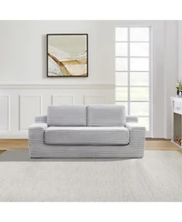Streamdale Furniture Corduroy Cloud Double Sofa, 2-in-1 Convertible Sofa Bed, Grey