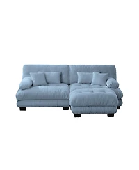 Streamdale Furniture Cloud Couch Chenille Blue Sectional Sofa with Ottoman and Pillows