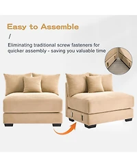 Streamdale Furniture Oversized Cloud Modular Sectional Couch with Ottoman, Camel