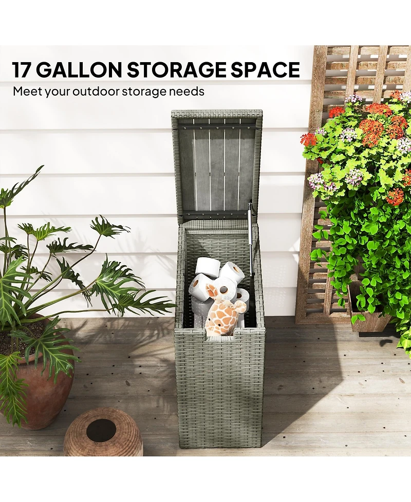 Outsunny 17 Gallon Wicker Deck Box, Small Outdoor Storage