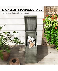 Outsunny 17 Gallon Wicker Deck Box, Small Outdoor Storage