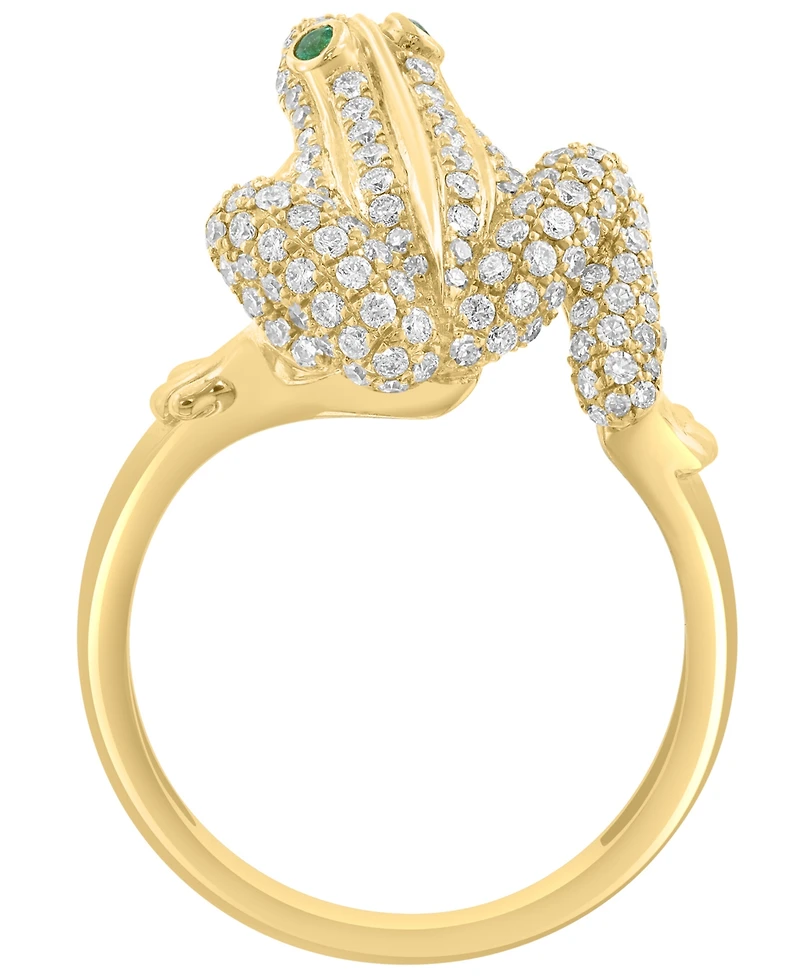 Effy Collection Diamond (5/8 ct. t.w..) & Emerald Accent Ring in 14k Yellow Gold