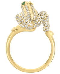 Effy Collection Diamond (5/8 ct. t.w..) & Emerald Accent Ring in 14k Yellow Gold