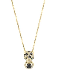 Effy Collection White & Black Diamond and Emerald Accent Pendant Necklace (7/8 ct. t.w.) in 14k Yellow Gold