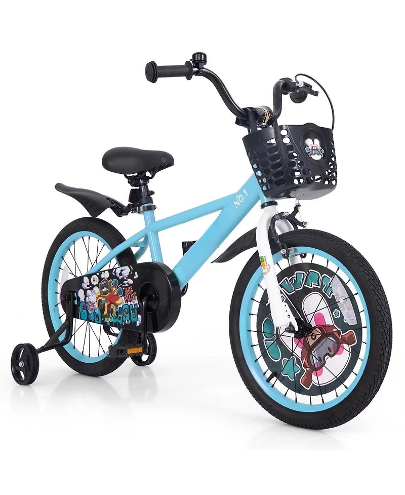 Hongge Kids Bike with Dual Brakes Adjustable Seat and Training Wheels for Ages 3 to 8