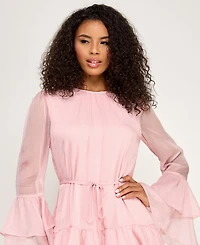 Seni & Cade Juniors' Crewneck Layered Ruffle Mini Dress