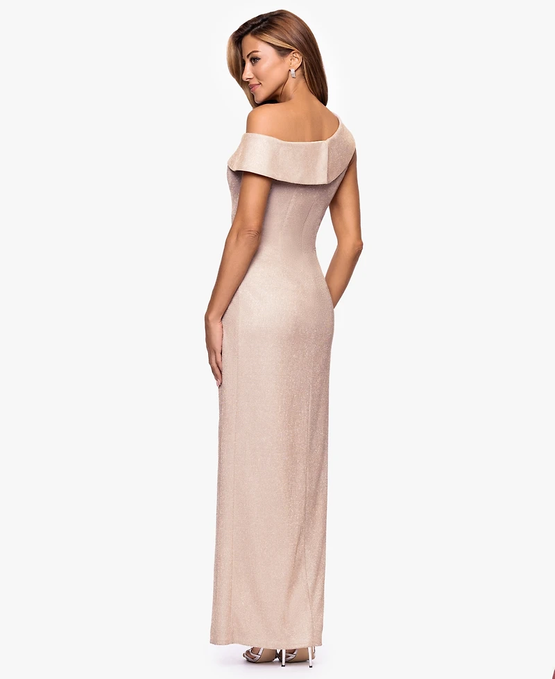 Xscape Petite One-Shoulder Long Slit Dress