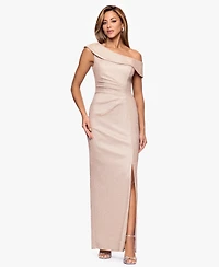 Xscape Petite One-Shoulder Long Slit Dress