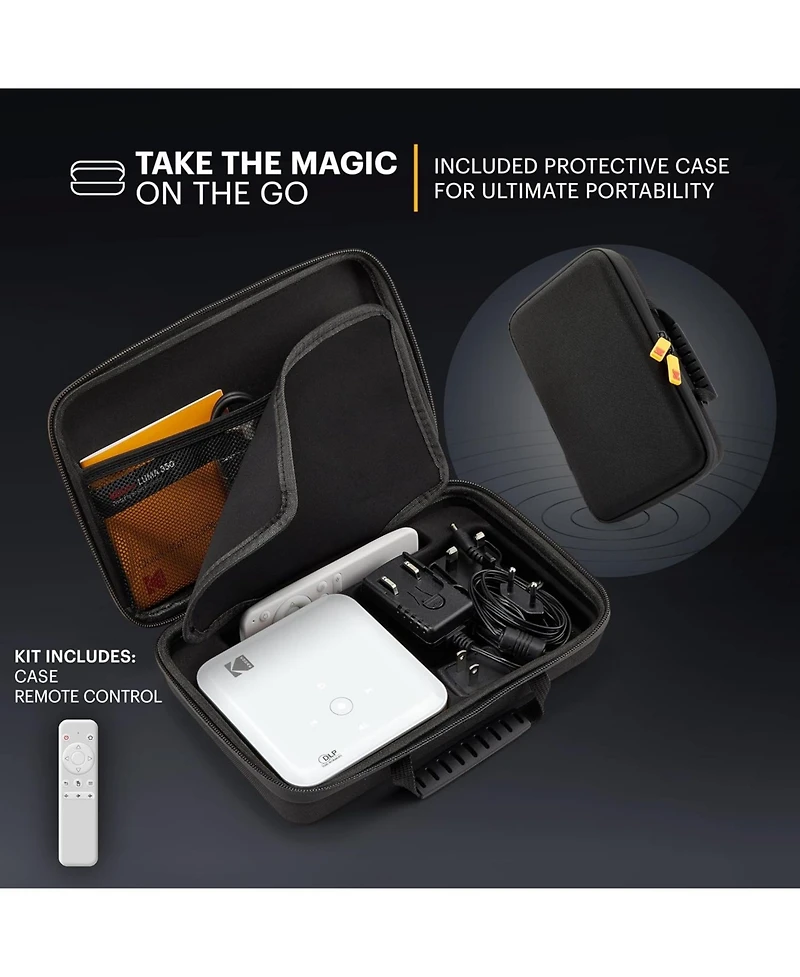 Kodak Luma 350 Smart Projector, Portable Pico Projector with 60" Screen, Case, Tripod & Remote