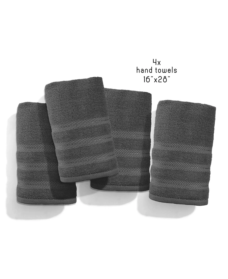 Hearth & Harbor Luxury Soft Absorbent 100% Ring Spun Cotton Hand Towels for Bathroom, Shower, Spa - 4 Piece Towel Set