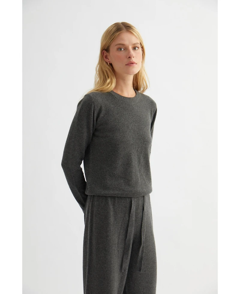 Labeca London Women's Ash Grey Cashmere Sweater