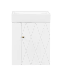 Casainc Bathroom Vanity with Ceramic Sink Diamond Pattern Door and Gold Handle