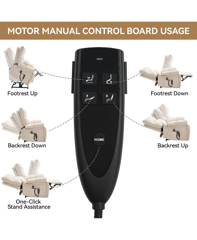 Heat Massage Dual Motor Infinite Position Up to 350 Lbs Large Electric Power Lift Recliners with Hidden Cup Holders, Power-Remote