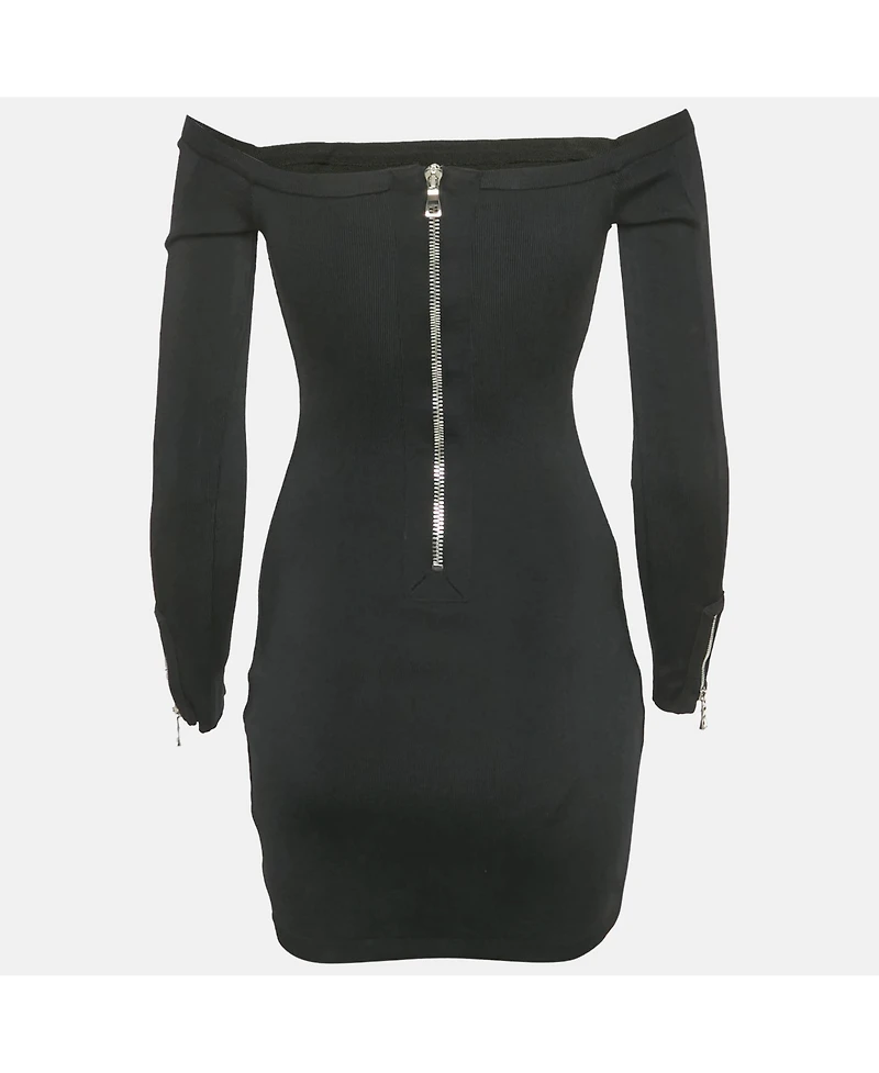 Pre-Owned Balmain Women's Black Rib Knit Mini Bodycon Dress