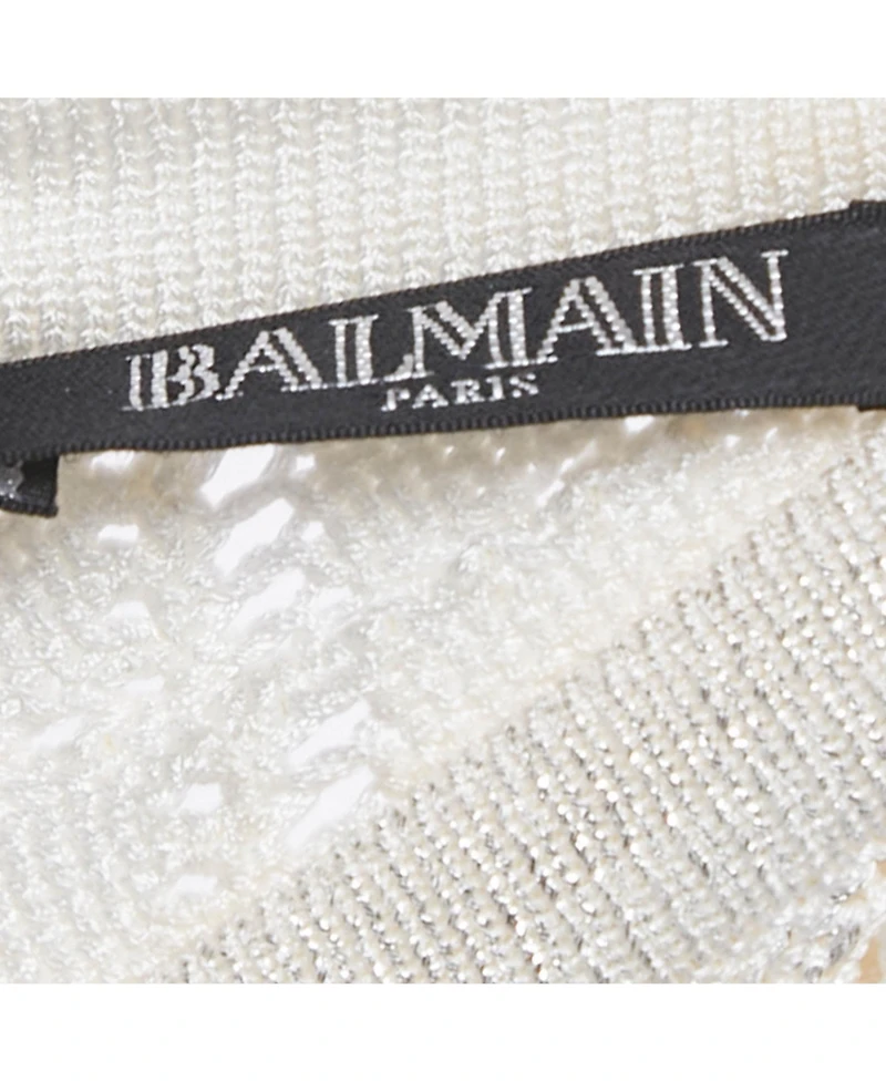 Pre-Owned Balmain Women's Ivory Lurex Knit Sleeveless Mini Dress