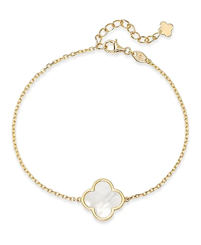 Devata Mother of Pearl Clover Bracelet in 14K Gold, 6.5 in adj to 7.5 in, approx. 2.6gr