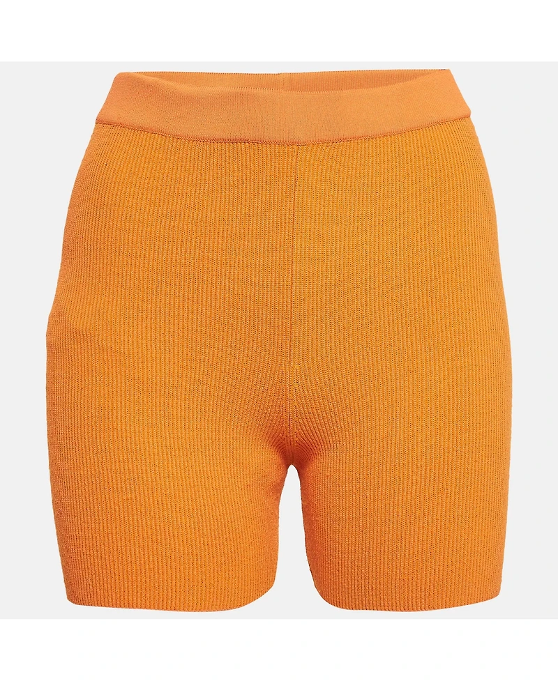 Pre-Owned Jacquemus Women's Orange Rib Knit Le Short Arancia Biker Shorts